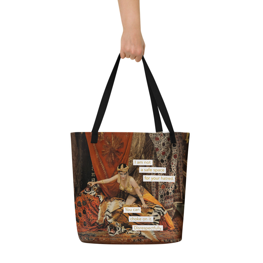 I'm Not a Safe Space for Your Hatred - Vintage Collage Art | Large Statement Tote Bag