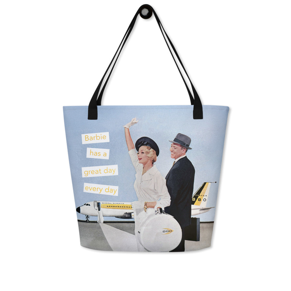 Barbie Has A Great Day Every Day - Vintage Collage Art | Large Statement Tote Bag