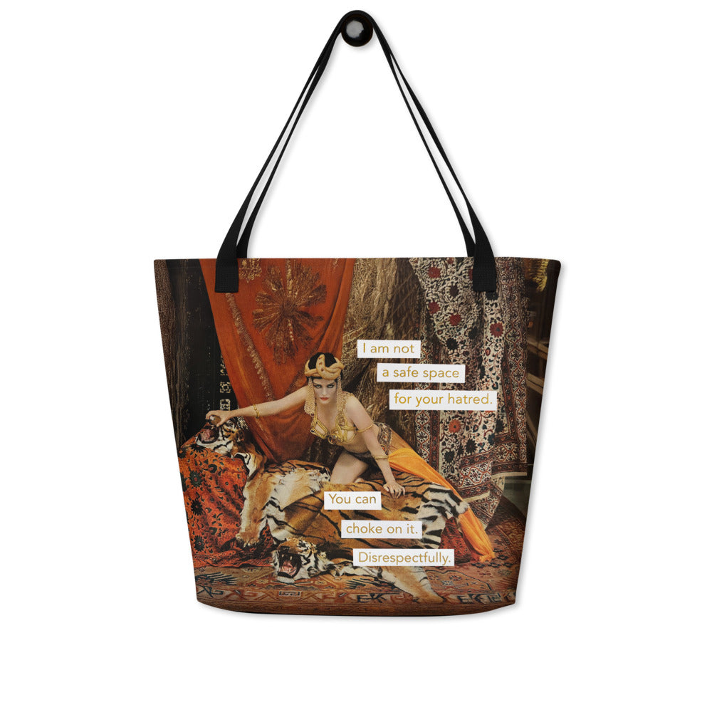 I'm Not a Safe Space for Your Hatred - Vintage Collage Art | Large Statement Tote Bag