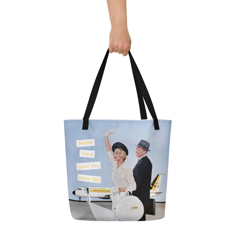 Barbie Has A Great Day Every Day - Vintage Collage Art | Large Statement Tote Bag