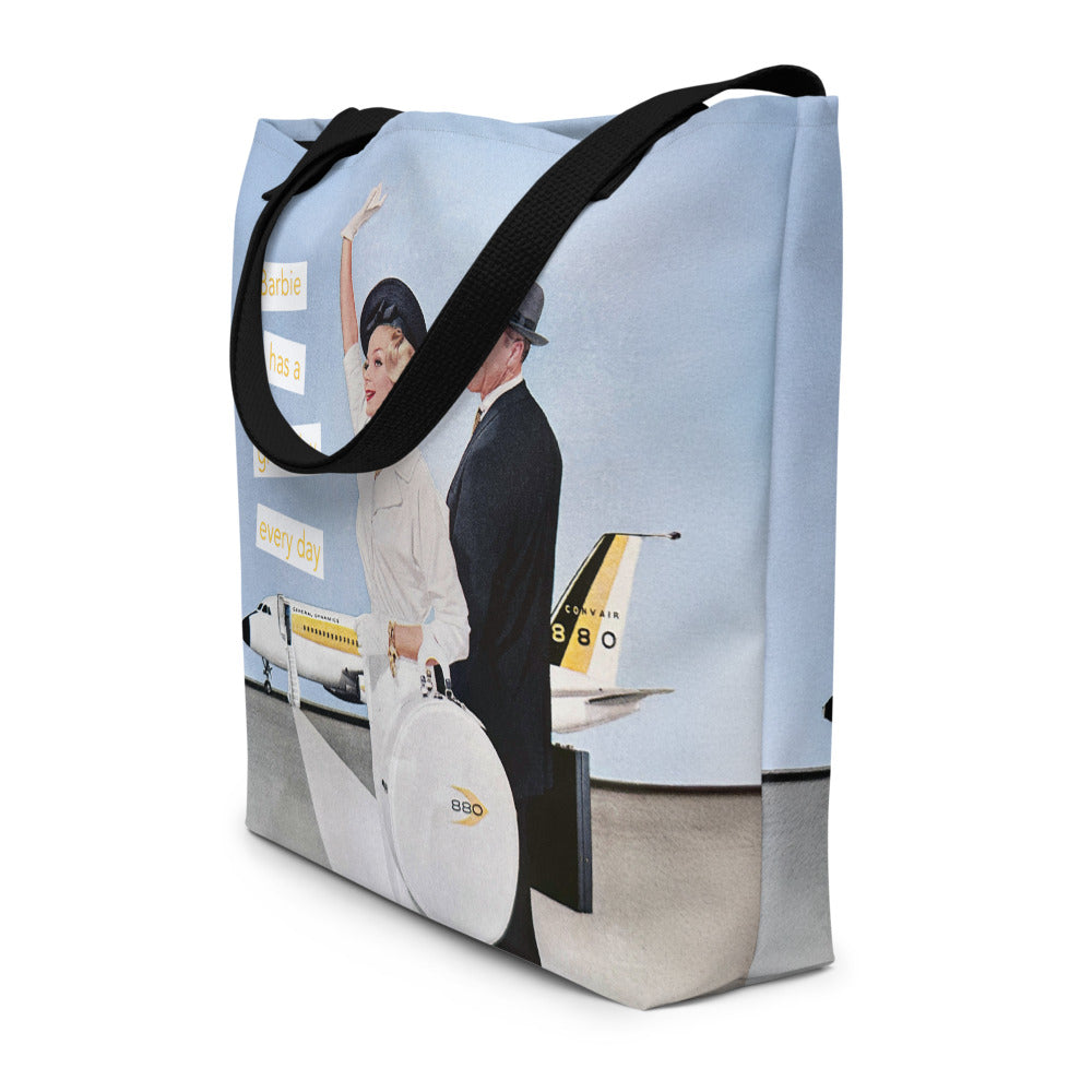 Barbie Has A Great Day Every Day - Vintage Collage Art | Large Statement Tote Bag