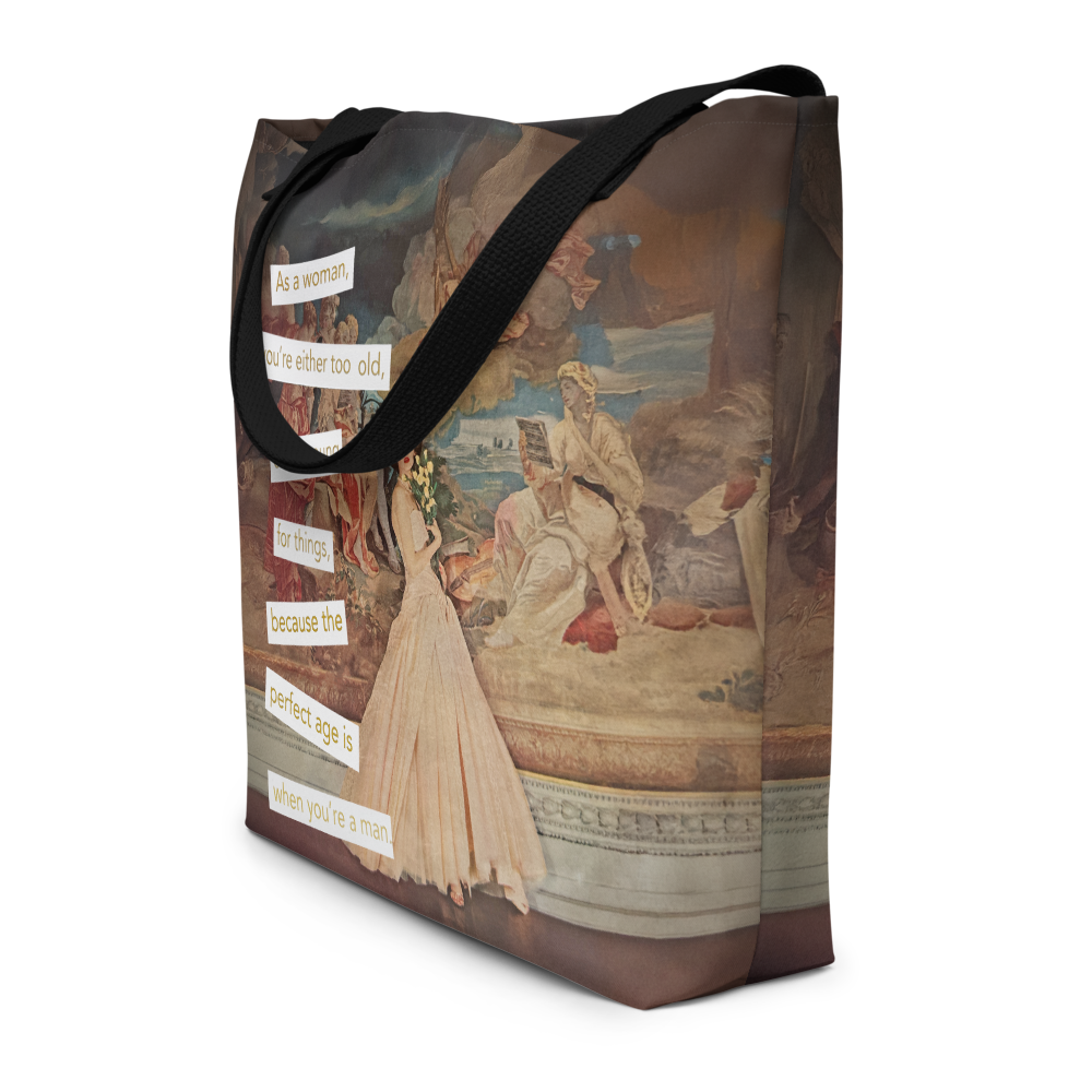 Perfect Age is When You're A Man - Vintage Collage Art | Large Statement Tote Bag