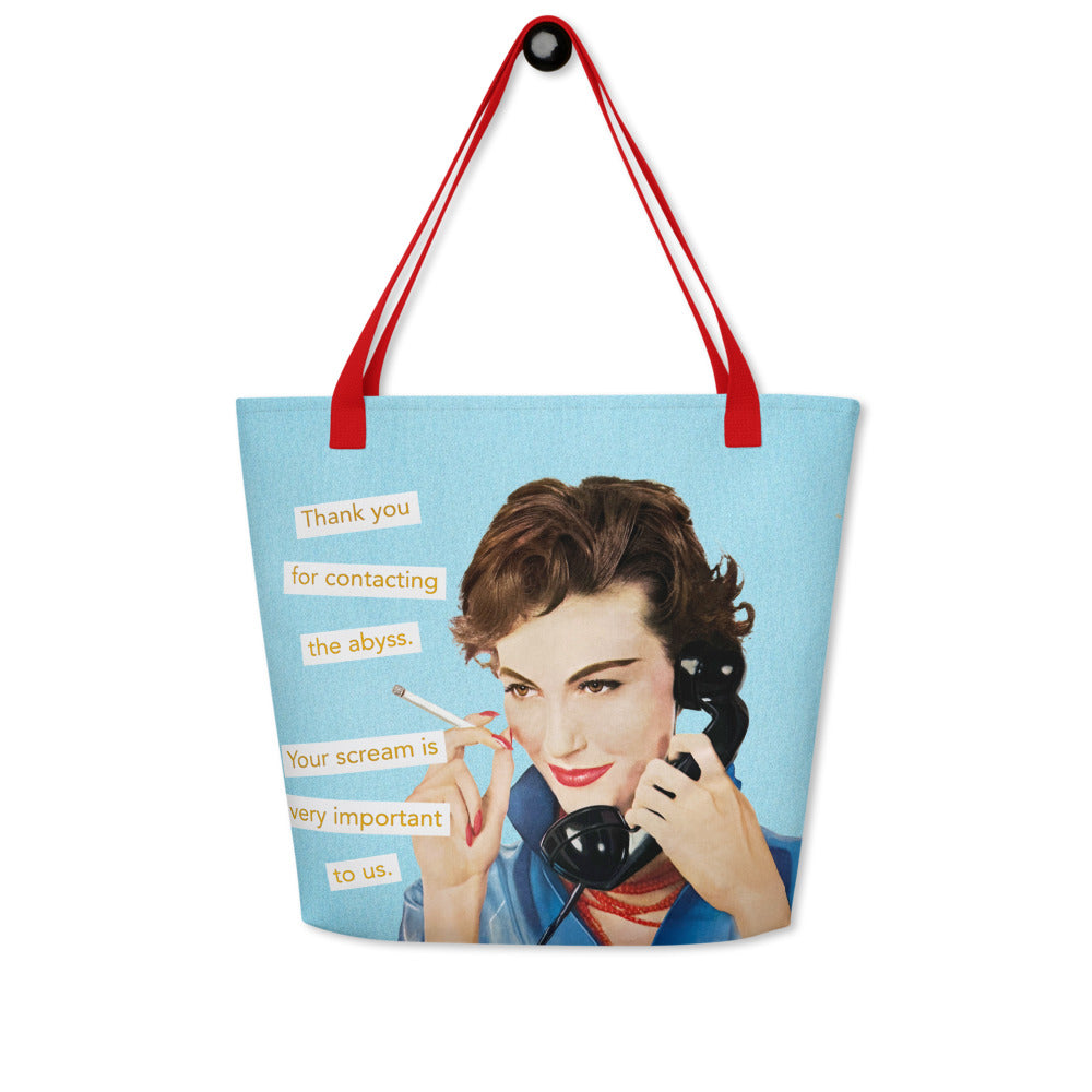 Thank You For Contacting the Abyss - Vintage Collage Art | Large Statement Tote Bag