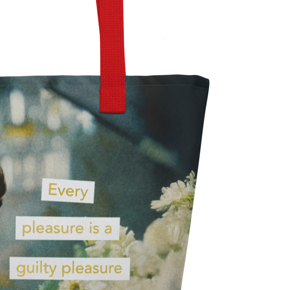 Every Pleasure is a Guilty Pleasure if You Were Raised Catholic Enough - Vintage Collage Art | Large Statement Tote Bag