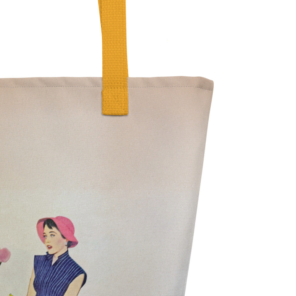 Do men understand they can talk to each other and it doesn't have to be a podcast? Feminist Vintage Collage Art | Large Statement Tote Bag