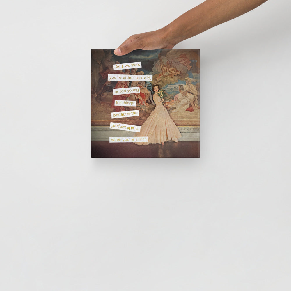 The Perfect Age Is When You're A Man – Feminist Vintage Collage Art | Gallery Wrapped Canvas Print