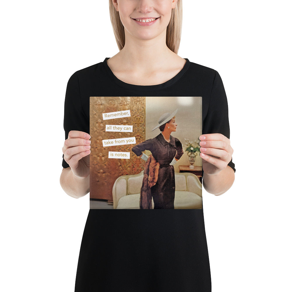 All They Can Take From You Is Notes – Feminist Vintage Collage Art | Gallery Wrapped Canvas Print