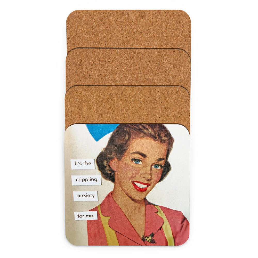 It's the Crippling Anxiety For Me - Retro Inspired Cork-Back Coaster