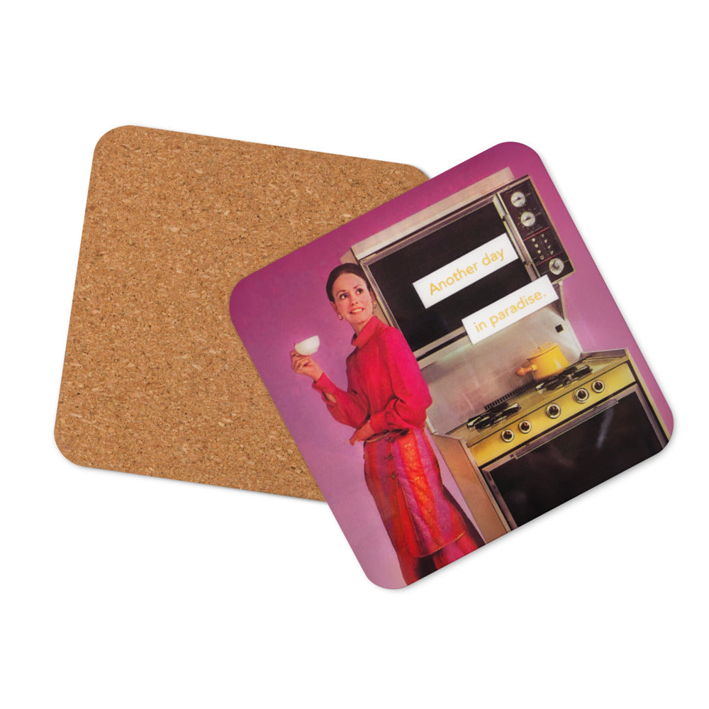 Another Day in Paradise - Retro Inspired Cork-back Coaster