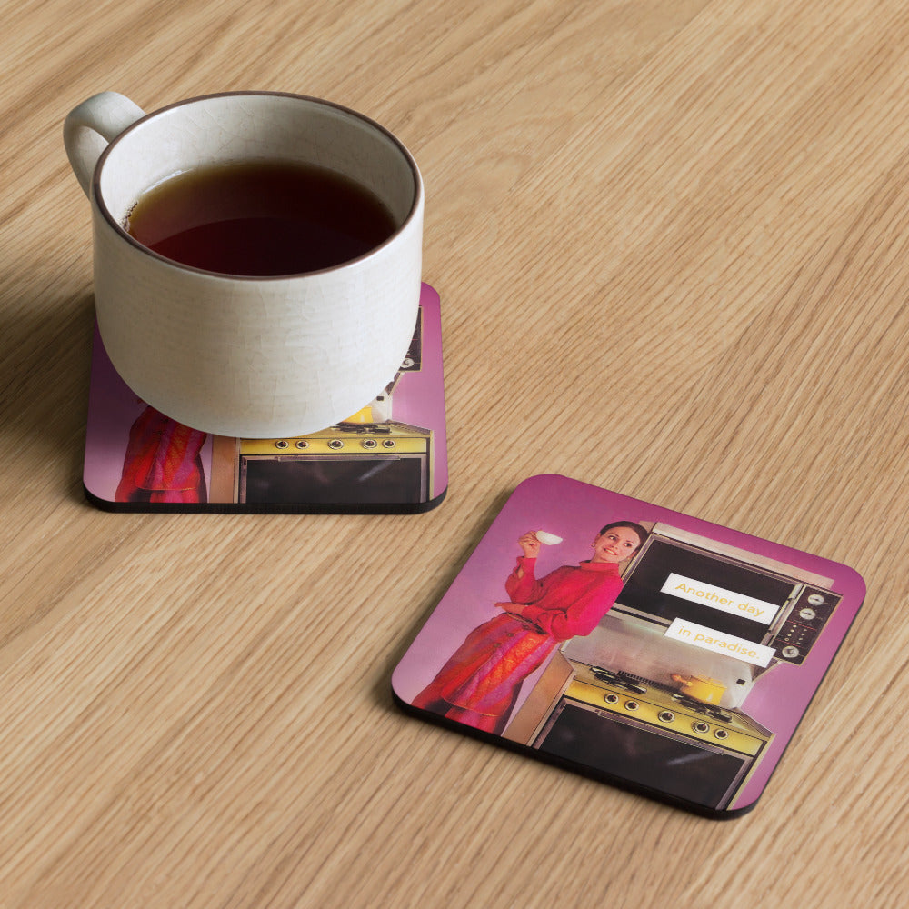 Another Day in Paradise - Retro Inspired Cork-back Coaster