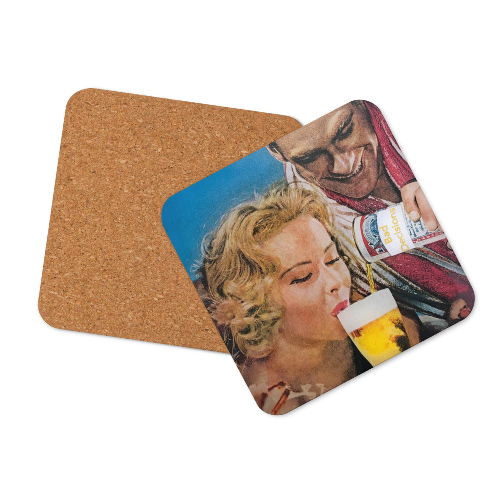 Bad Decisions - Retro Inspired Cork-back Coaster