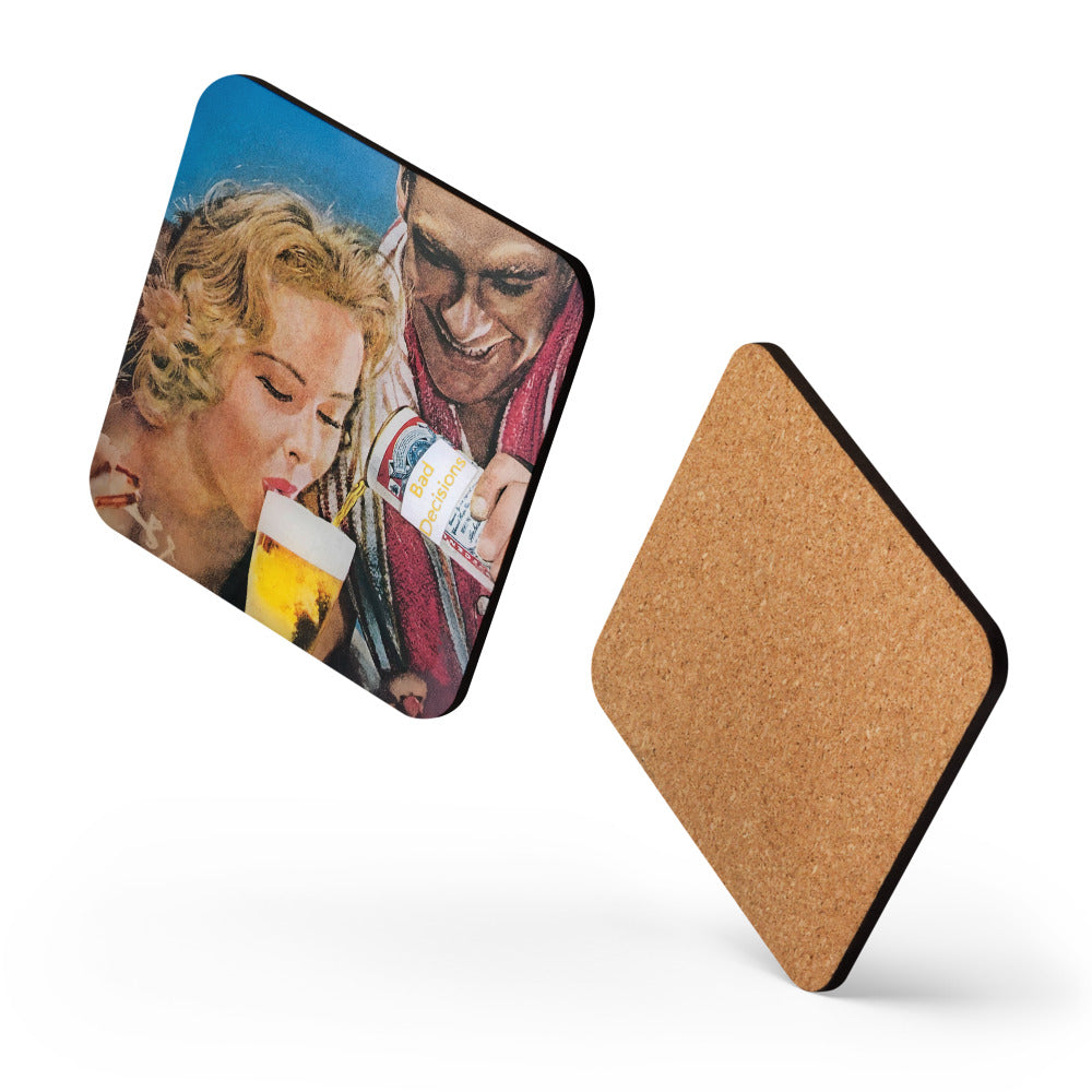 Bad Decisions - Retro Inspired Cork-back Coaster
