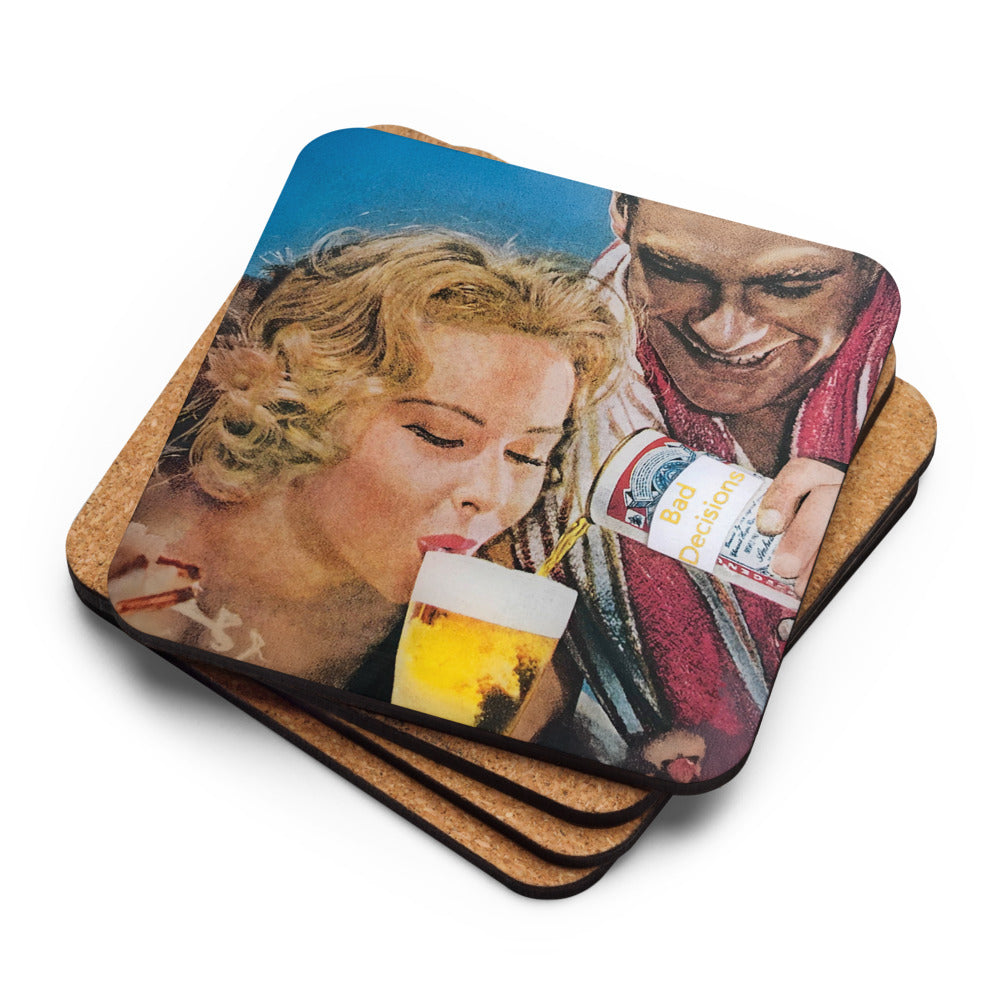 Bad Decisions - Retro Inspired Cork-back Coaster