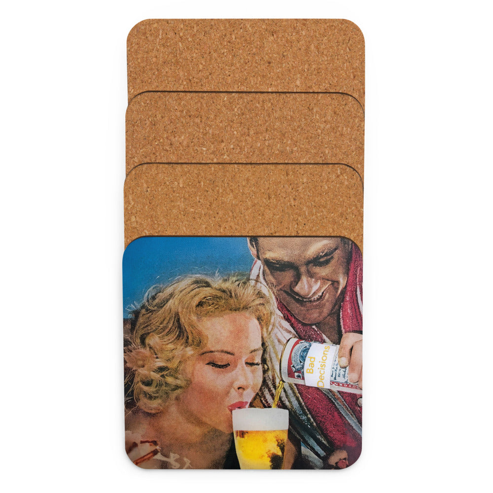 Bad Decisions - Retro Inspired Cork-back Coaster