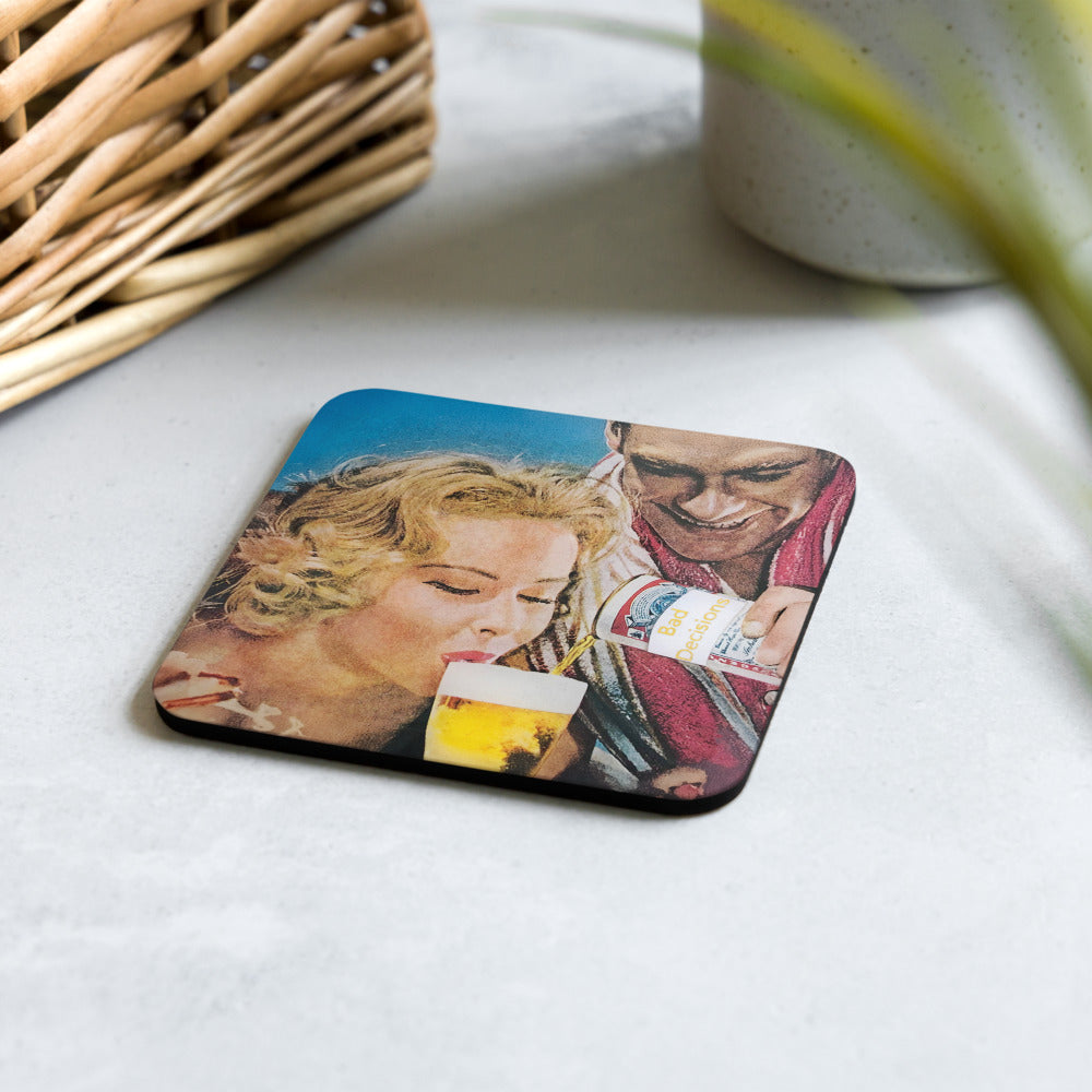 Bad Decisions - Retro Inspired Cork-back Coaster