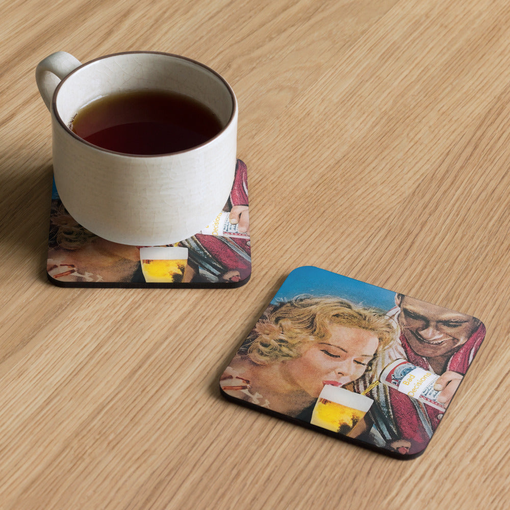 Bad Decisions - Retro Inspired Cork-back Coaster