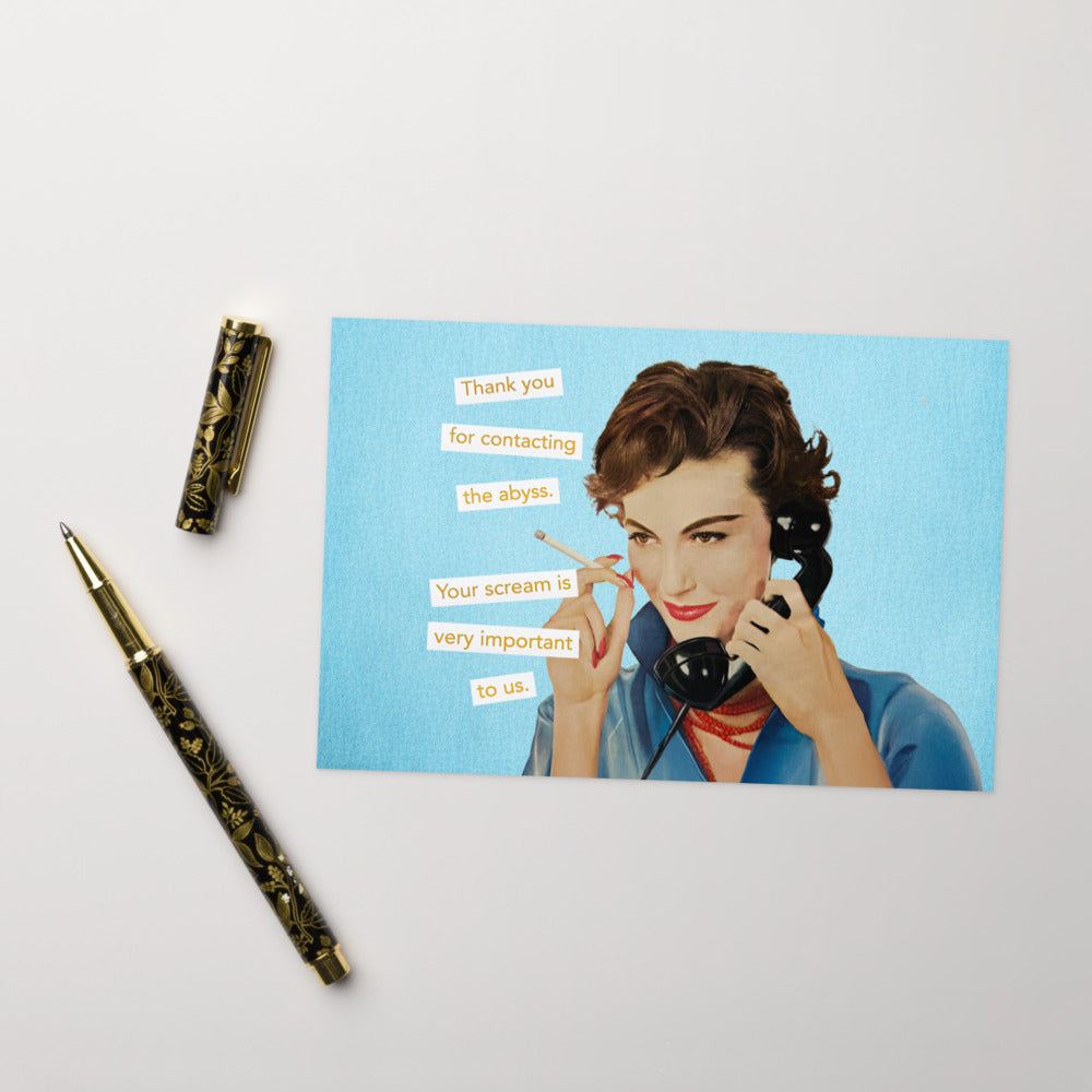 Thank You For Contacting the Abyss. Your Scream is Very Important to Us - Greeting card and envelope