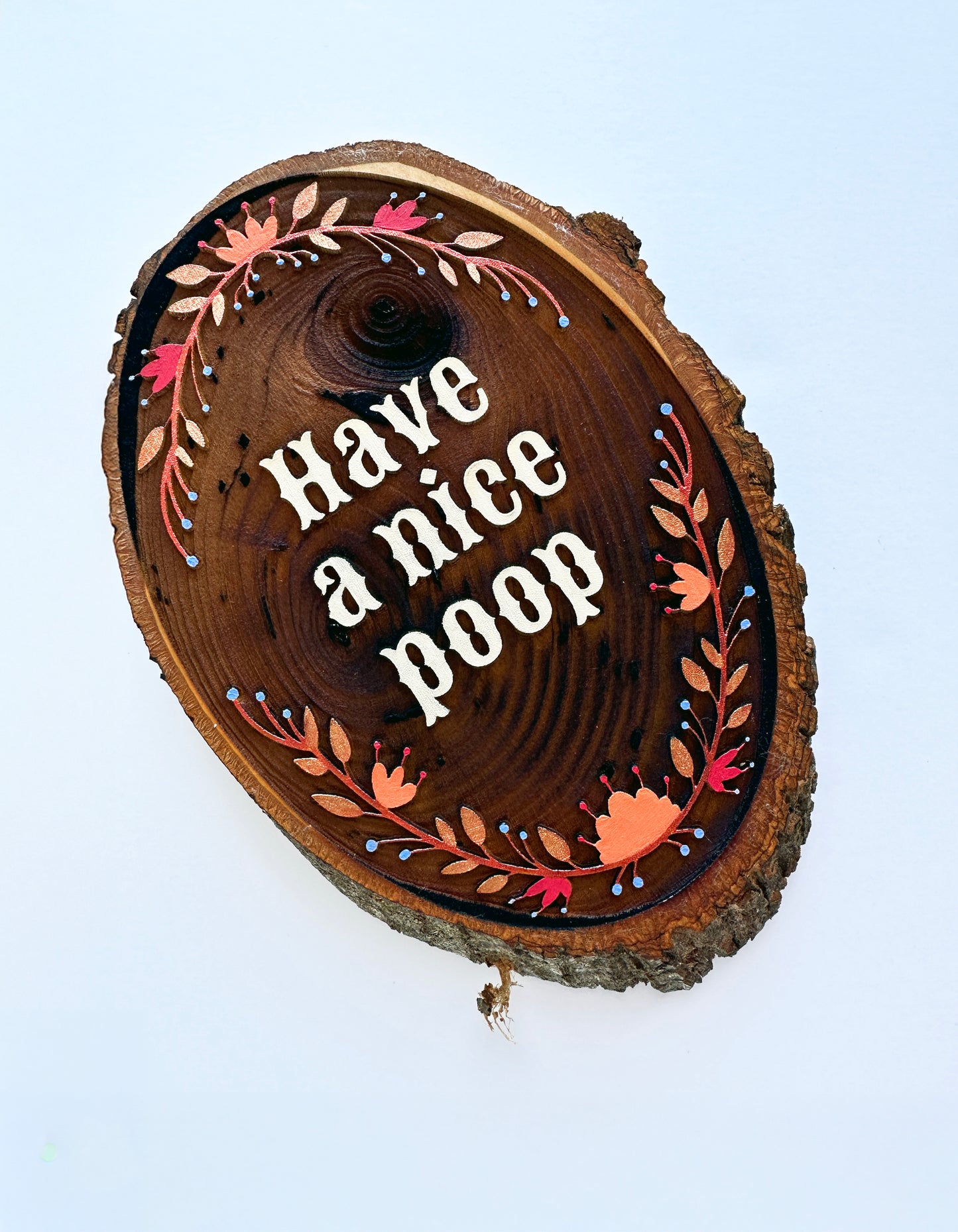 Have A Nice Poop – Handpainted Engraved Wood Art | Rustic Bathroom Wall Decor
