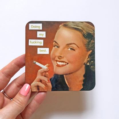 Doing My F*cking Best - Retro Inspired Cork-back Coaster