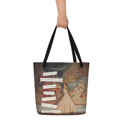 Perfect Age is When You're A Man - Vintage Collage Art | Large Statement Tote Bag