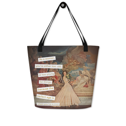 Perfect Age is When You're A Man - Vintage Collage Art | Large Statement Tote Bag