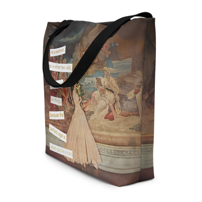 Perfect Age is When You're A Man - Vintage Collage Art | Large Statement Tote Bag