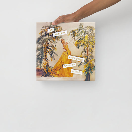 I'm Untethered And My Rage Knows No Bounds – Feminist Vintage Collage Art | Gallery Wrapped Canvas Print