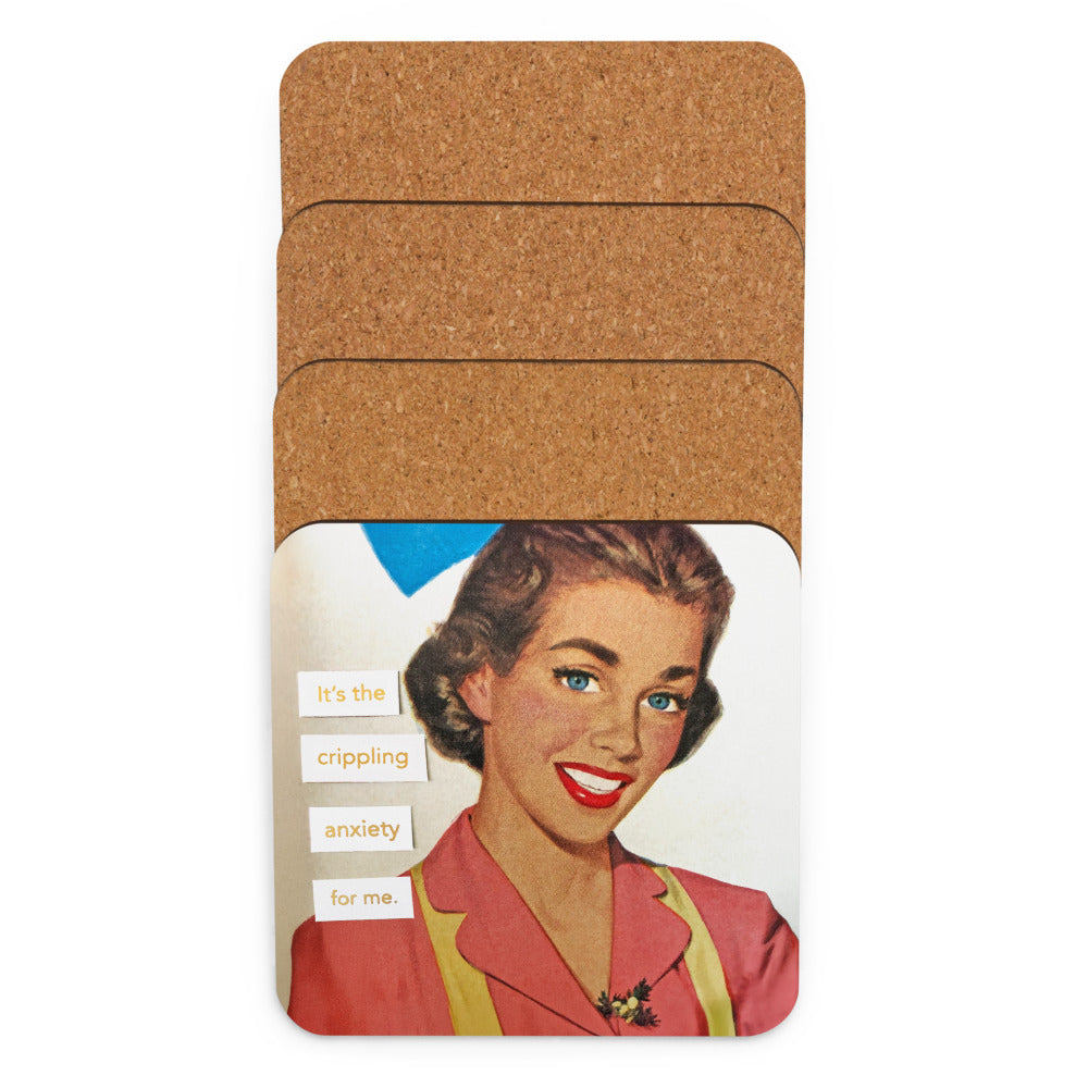 It's the Crippling Anxiety For Me - Retro Inspired Cork-Back Coaster
