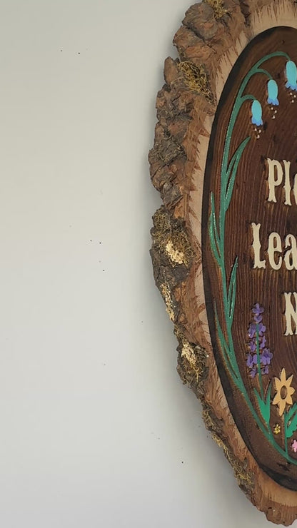 Please Leave By Nine – Hand-Painted Wood Engraving